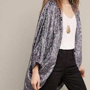 Anthropologie Feathers by Tolani Maja Velvet Blue Kimono